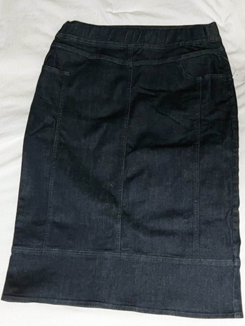 Christopher & Banks Petite 6P Dark Wash Denim Midi Pencil Skirt Stretch Jean NWT